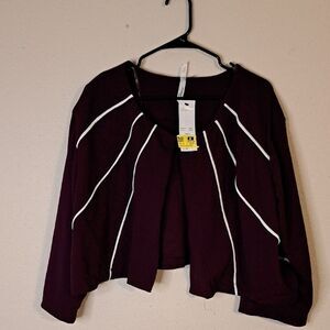 Ny Collection Stylish Plum Purple Cropped Cardigan size 20W NWT